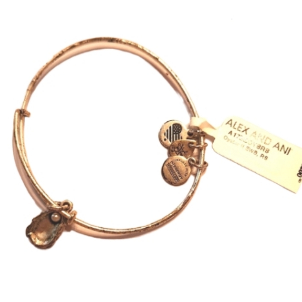 New Alex & Ani antiqued silver muscle shell pearl bracelet